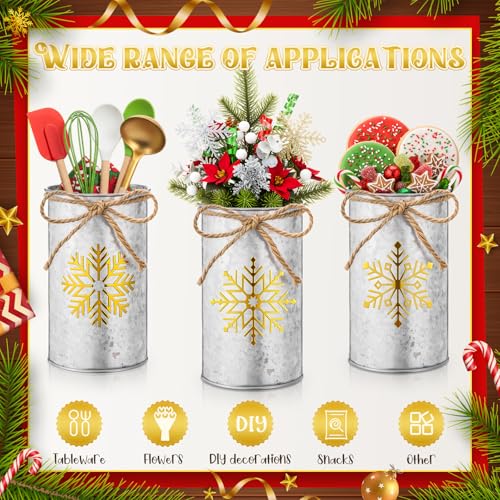 Domensi 12pcs Christmas Snowflake Vases Gold Rustic Farmhouse Decor Variation: Gold & Iron