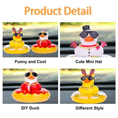 Christmas Rubber Ducks Car Ornaments Snowman Duck Car Dashboard Decorations with Sunglasses Necklace for Winner Home Christmas Decor(A-Snowman)