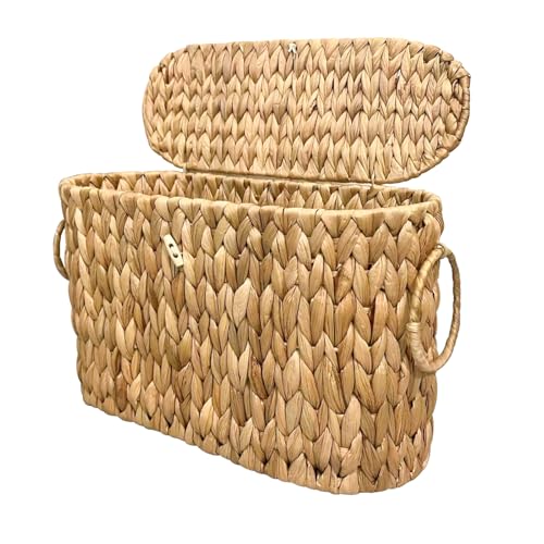 Coeusy Toilet Paper Basket with Lid,Wicker for Bathroom Organizers