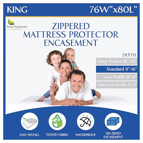 King Size Waterproof Mattress Protector Cover Zippered Encasement Hypoallergenic Breathable
