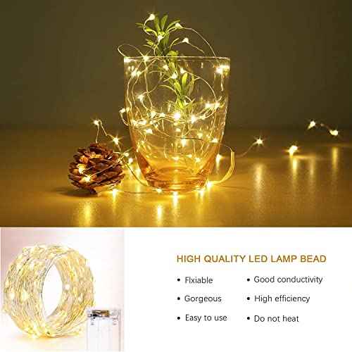 Battery Fairy Lights Led String Lights with Timer Highill 2Pack 20LED Battery Operated String Lights Copper Wire Light for Indoor Outdoor Lighting Bedroom Wedding Decor Party Christmas Tree Decoration