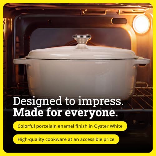 Lodge 7 Quart Enameled Cast Iron Oval Dutch Oven with Lid - Oyster White