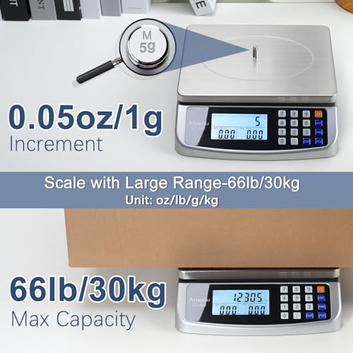 Atogou Silver 50kg/110lb Digital Food Scale with Price & Tare Functions