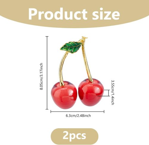 DICOSMETIC Glass Cherry Figurines - Red Crystal Fruit Ornaments for Home & Office Decor | 2-Piece Set