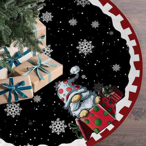 48in Christmas Tree Skirt for Farmhouse Gnome Decorations - Holiday Decor