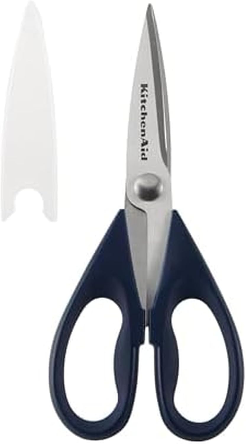 KitchenAid All-Purpose Kitchen Shears - Durable Stainless Steel Scissors with Soft Grip Handle, 8.72 Inch, Ink Blue