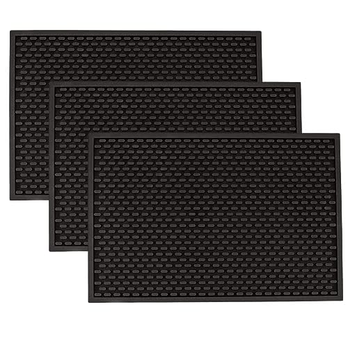 A Bar Above Heavy Duty Silicone Bar Mat Pack of 3 - Black, 12x18 Inches