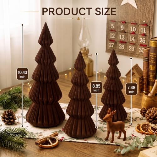 Relaxgiant Dark Brown Velvet Christmas Tree Decor Set of 3 (3 Sizes)
