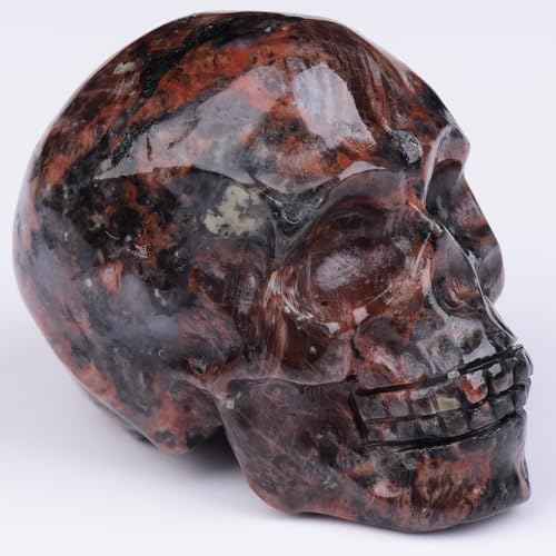 2 Inch Mahogany Obsidian Crystal Skulls Decor,Human Skull Sculpture Statues Healing Crystal Decor,Halloween Skull Figurines,Home Office Decoration Christmas Meditation Gifts for Men Women