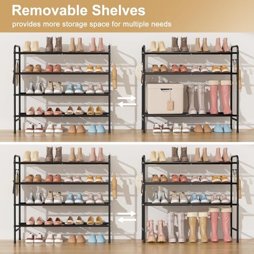 VILICK 4-Tier Shoe Rack 33" Wide Metal Organizer Long Storage with 4