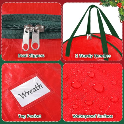 DeckTheHalls 36 Inch Christmas Wreath Storage Container – 2 Pack, PE Woven Storage Bags