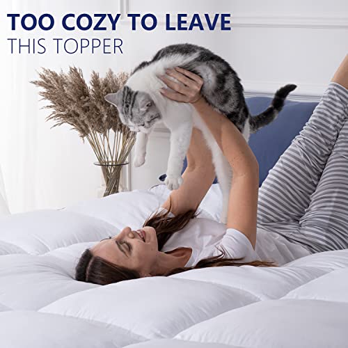 King Mattress Topper White Cooling Plush Bed Pillow Top - Marine Moon