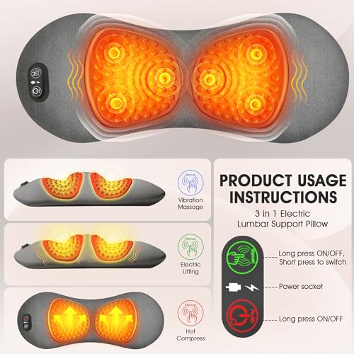 WaveHaven 3-in-1 Electric Lumbar Support Pillow with Heat & Massager (Plug-in)