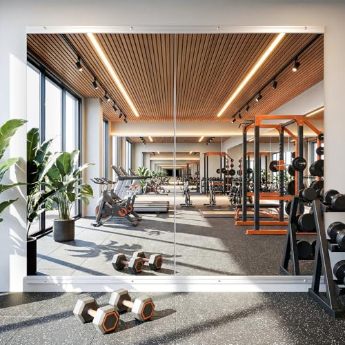 Antok 48x24 Inch Wall-Mounted Gym Mirrors Set 2PCS Frameless Full-Length