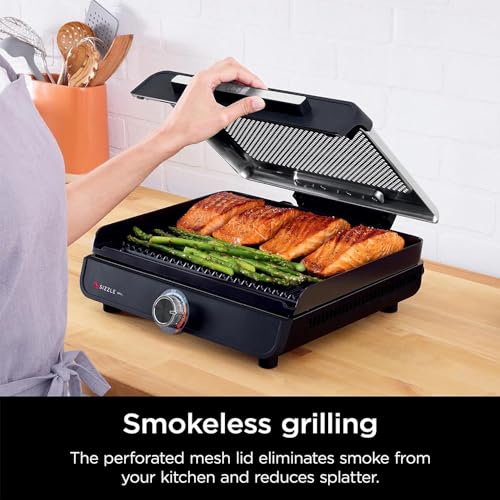 Indoor Smokeless Grill with Interchangeable Plates & 500°F Max Heat