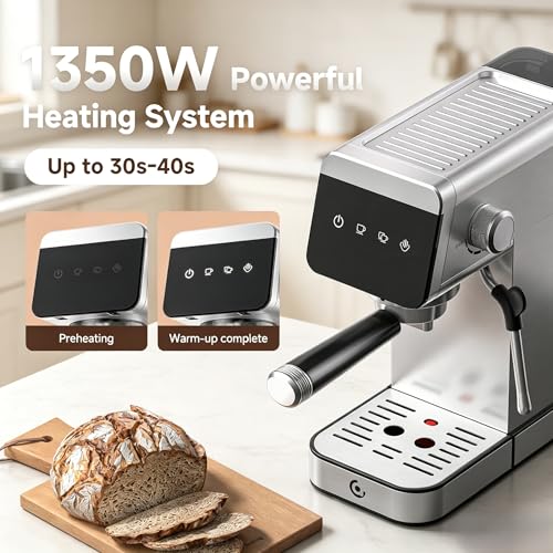20 Bar Compact Espresso Coffee Machine with Milk Frother - Silver
