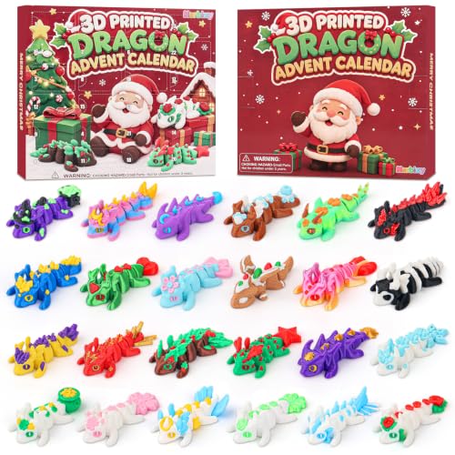 3D Printed Dragon Advent Calendar 2026 — 24 Unique Elemental Dragons for Christmas Countdown