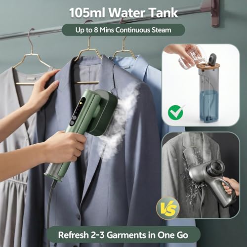 Voleeoa Green Travel Steamer & Iron - Dual Voltage 100-240V Portable Clothing Steamer