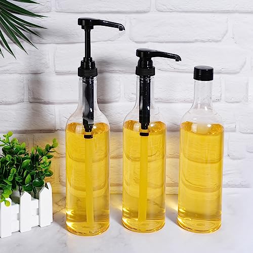 Black 12 Pack 25 oz Plastic Syrup Bottles with Pump Dispenser - Home Bar