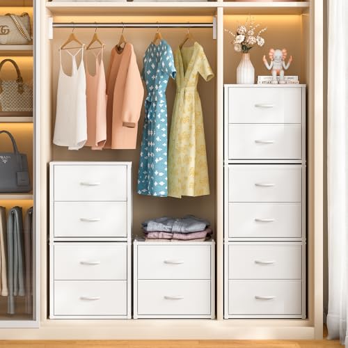 Stackable Storage Drawers Set - Closet Organizer for Clothes, Under Bed, Living Room