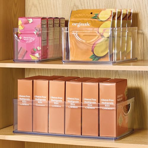 iDesign 2-Pack Extra Long Clear Plastic Storage Bins for Pantry & Kitchen