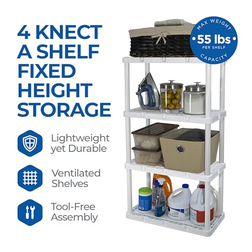 Gracious Living 4-Pack White Storage Shelves & Racks, 4 Solid Fixed-Tier Units