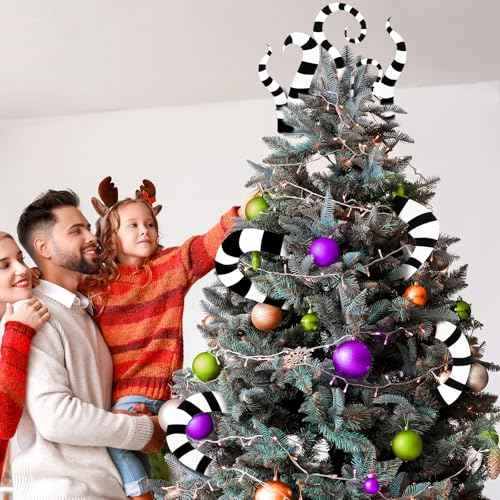 10 Pcs Christmas Black and White Tree Decorations Picks Christmas Tree Topper Decor with Head Arms Legs Sticks Xmas Picks DIY Ornaments for Home Xmas Party Holidays Indoor Decorations