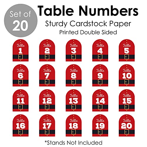 Jolly Santa Claus Table Numbers 1-20 for Christmas & Events - Double-Sided 5x7 Inches
