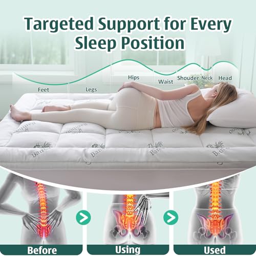 White King Mattress Topper with Gel Memory Foam & Bamboo Viscose Cooling Cover