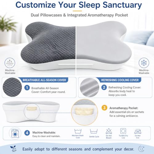 Side Sleeper Pillow with Arm Hole - Ergonomic Memory Foam for Shoulder Pain