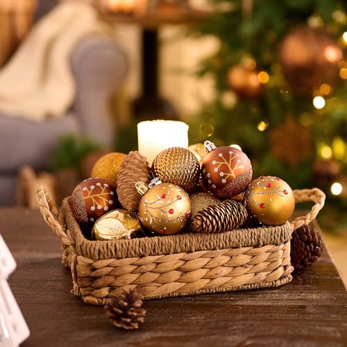 Valery Madelyn Christmas Ornaments Set 30pcs 2.36in Rustic Shatterproof Holiday Decorations