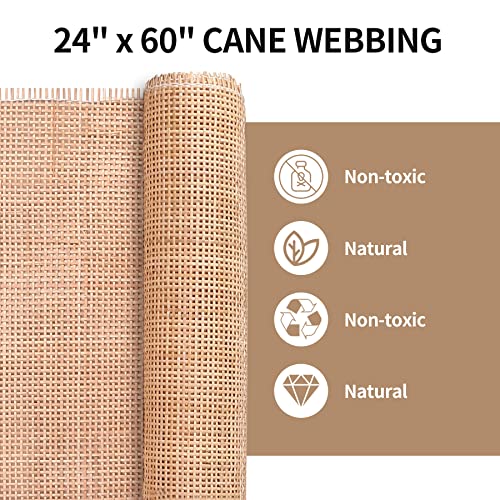 Natural Square Cane Webbing Roll 24 Inch x 5 Feet for Furniture & Crafting