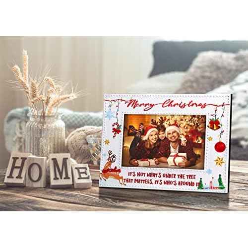 FaCraft Christmas Picture Frame 2025-4 x 6 mas Family Photo Frames Snowflake Merry Christmas Frame Xmas Gifts for Family Women Men Friends Winter Party Holiday Home Decorations Souvenir