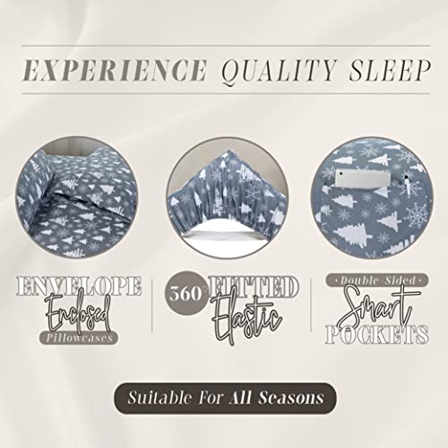 Elegant Comfort Christmas Tree King Microfiber Sheet Set - 1500 Thread Count, Wrinkle-Resistant, Breathable & Soft Bedding
