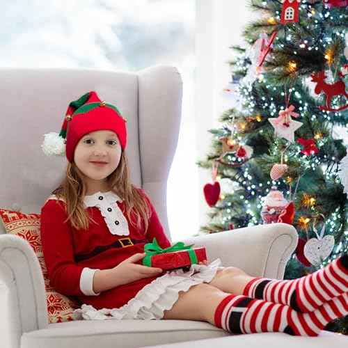 Elf Hat for Kids£¬Christmas Elf Knitted Hat Xmas Beanie Knit Cap for Children (1 to 6 Years Old)