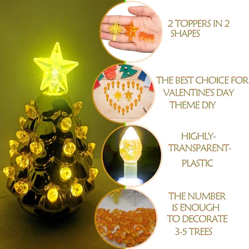 Lucky 7 Series Golden Yellow Replacement Bulbs for Ceramic Christmas Tree – 177 LEDs with 2 Star Topper Styles