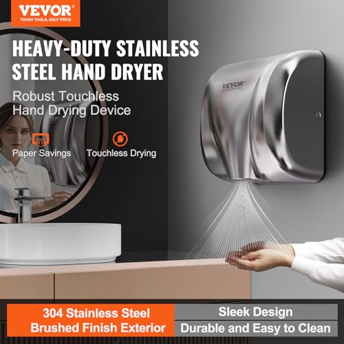 VEVOR Heavy Duty Commercial Hand Dryer, 1300W Automatic High Speed