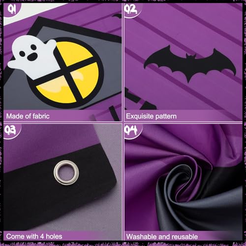 71 Inch 3 Pcs Halloween Door Decorations for Classroom Gingerbread Party Porch Banner Merry Halloween Gift Wrap Door Banner Xmas Cover for Classroom Home(Ghost Style)