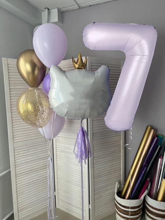 Number 6 Balloon - 40 Inch Cream Purple Birthday Decoration for Boys & Girls | Perfect for 6th Birthday Celebrations