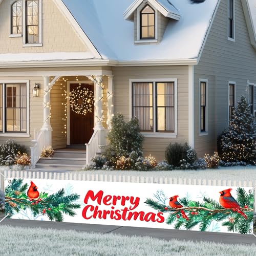 HOMETITUTE Merry Christmas Banner Cardinal Pine Decor 118 x 20 Inch - variation #9