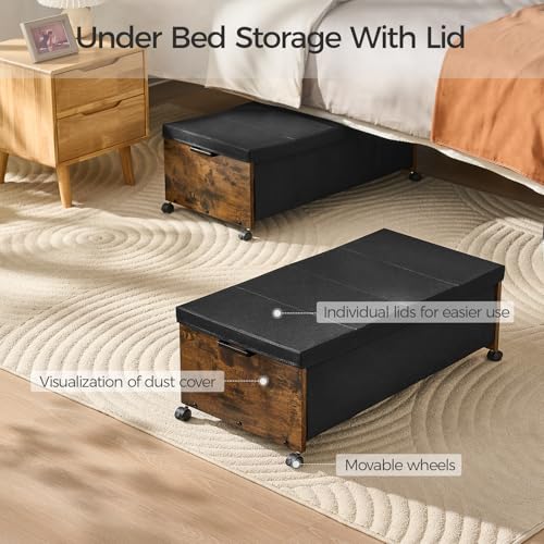 Under Bed Drawers on Wheels - Quadruple Size Rustic Brown Heavy Duty Storage