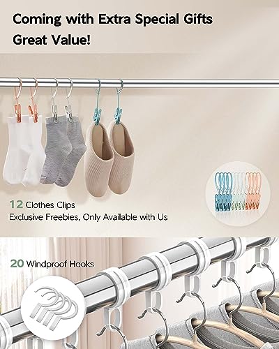 Vikaqi 79-Inch Folding Clothes Drying Rack Indoor Outdoor with 12 Clips & 20 Hooks