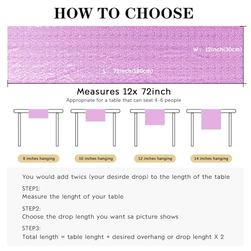 Lavender Sequin Table Runner 12" x 72" - 2 Pack for Wedding Birthday Party Decor
