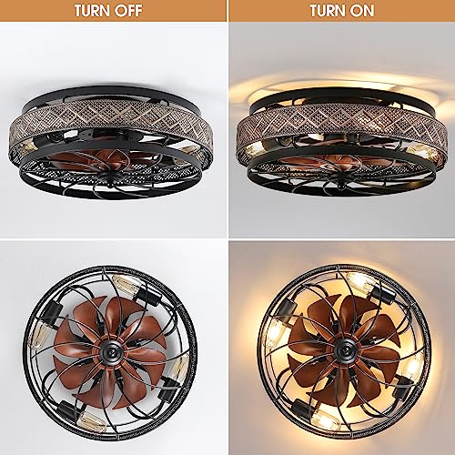 18-Inch Black Small Low Profile Ceiling Fan with Lights & Remote - Reversible & Quiet