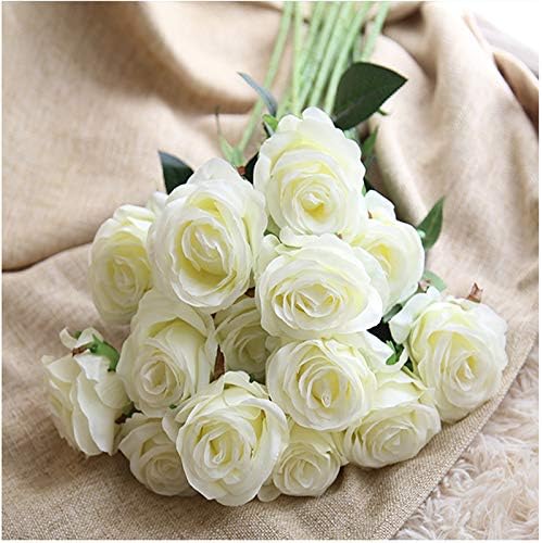 Real Touch Mini PU Tulips Bouquet - Premium Artificial Flowers for Wedding, Home & Event Decor (Set of 30, Cream White)