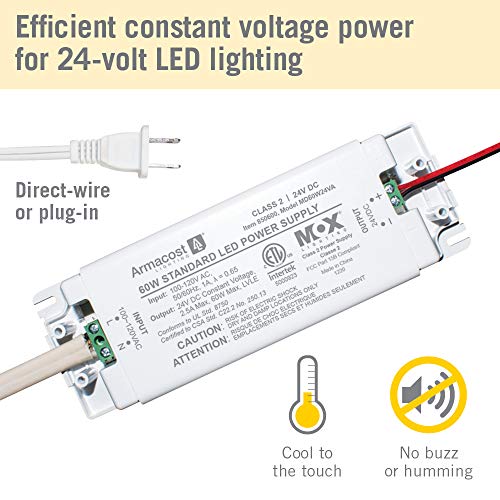 Armacost Lighting 60W 24V LED Power Supply - White, Compatible with Dimmers