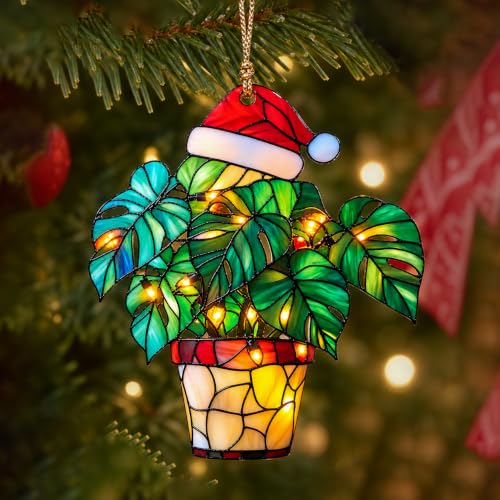 Acrylic Plant Suncatcher Christmas Ornament for Plant Lovers - Holiday Decor
