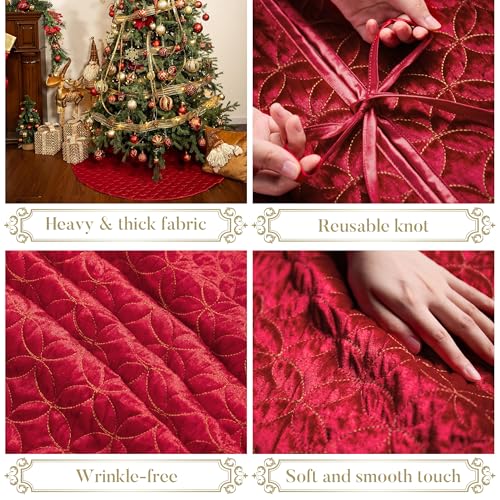 Valery Madelyn Red Christmas Tree Skirt 24 Inch Velvet Holiday Decor