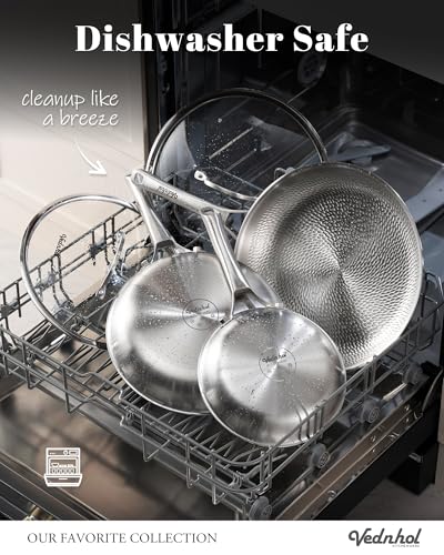 VEDNHOL 12 Inch Titanium Non-Toxic Frying Pan with Lid - Versatile Cookware