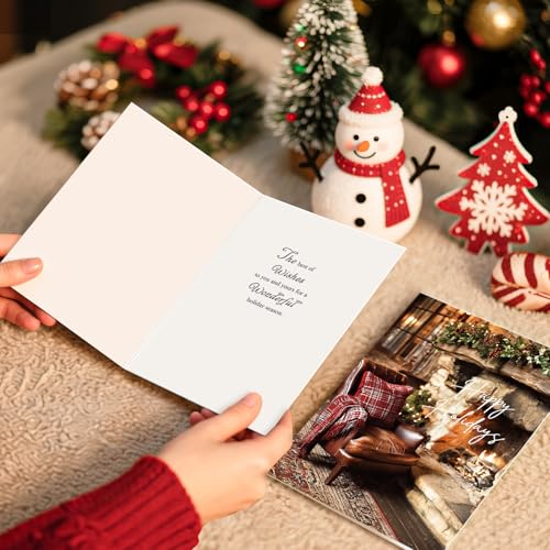 20 Holiday Christmas Cards Set with Envelopes & Stickers, 5x7 Bulk Greeting Cards